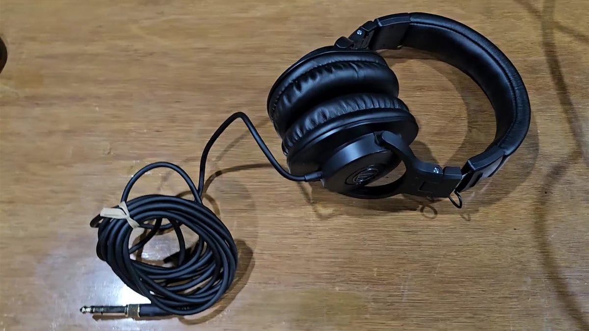 Audio-Technica ATH-M30x headphones with attached 3 m cable