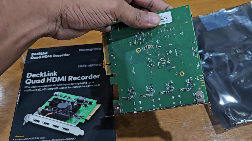 Back of the DeckLink Quad HDMI Recorder circuit board