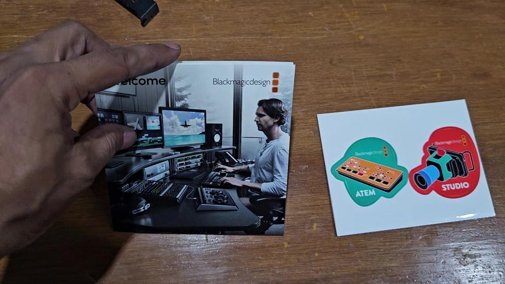 Blackmagic Design welcome wallet from the Intensity Pro 4K box