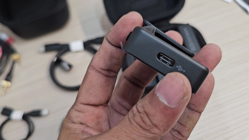 USB-C port on the bottom of a RØDE Wireless PRO unit
